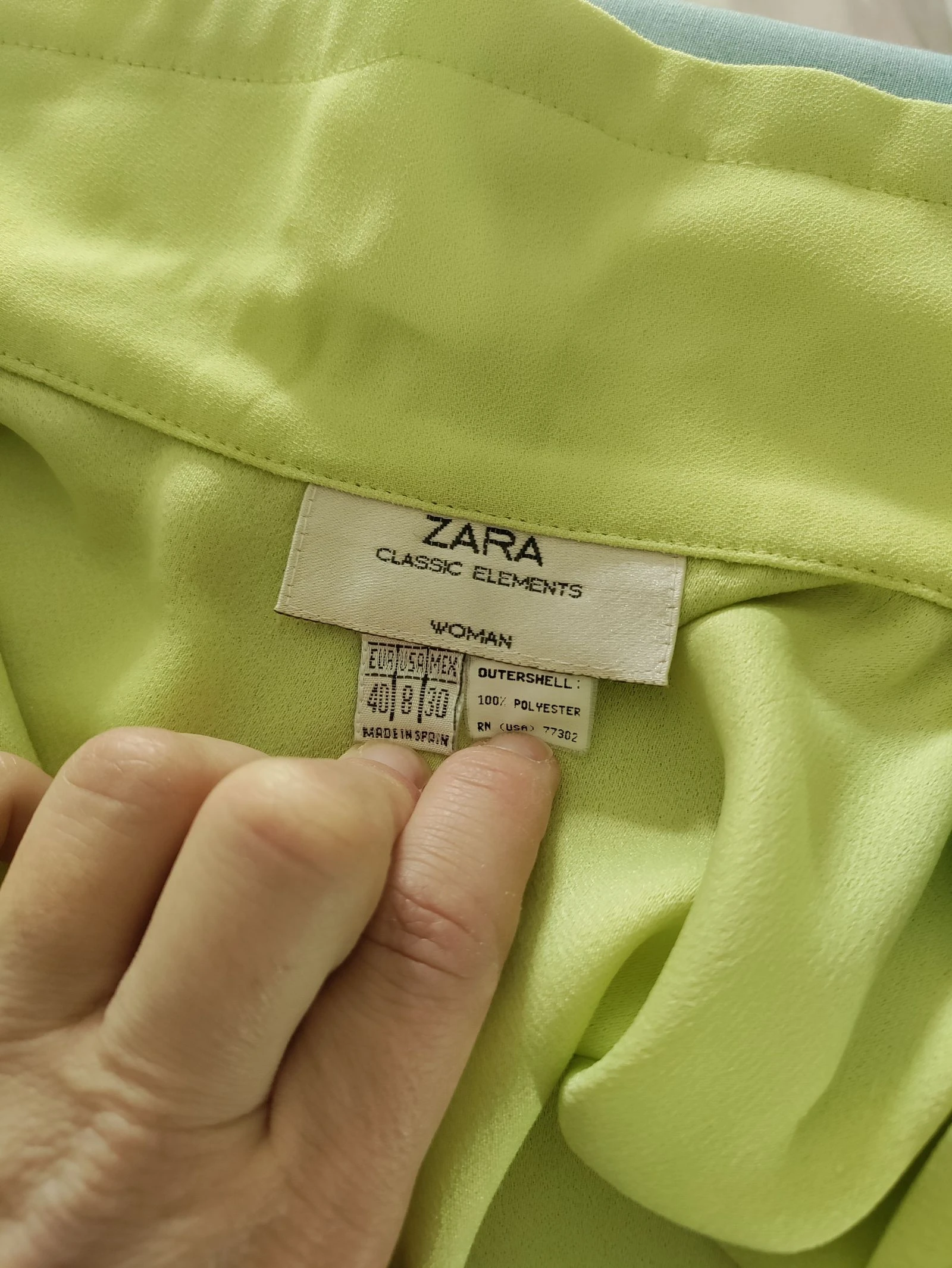 Camisa vintage Zara Classic Elements verde-limão | Eu 40 | Feita na Espanha | Y2K – photo 6